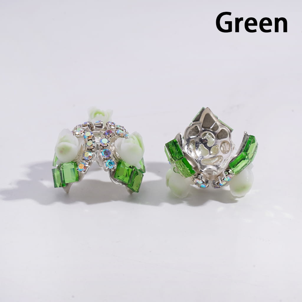 Tulip Flower Decorative Square Shape AB Rhinestone Alloy Bead Cages Multi-Color (They Fit 14MM Beads)