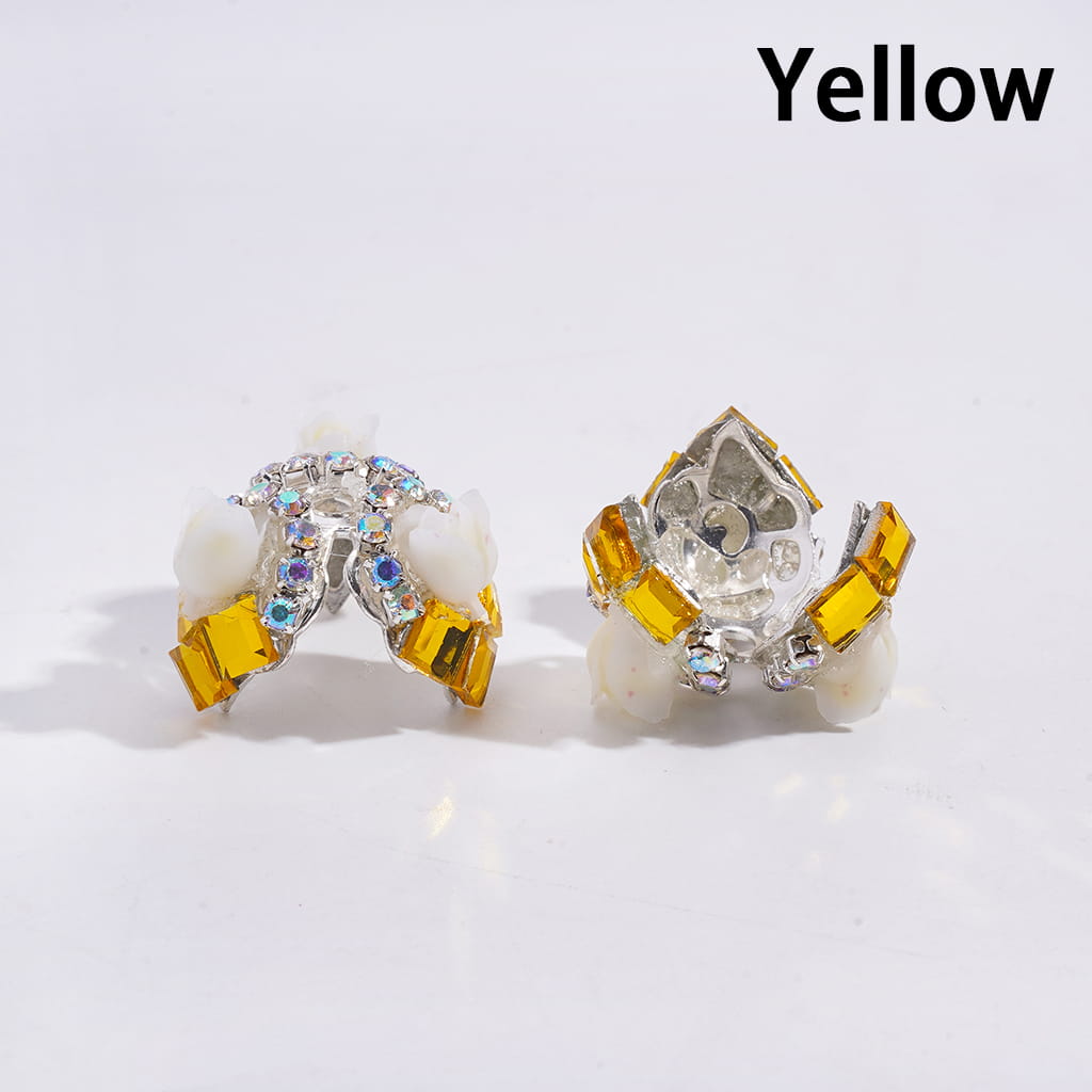 Tulip Flower Decorative Square Shape AB Rhinestone Alloy Bead Cages Multi-Color (They Fit 14MM Beads)