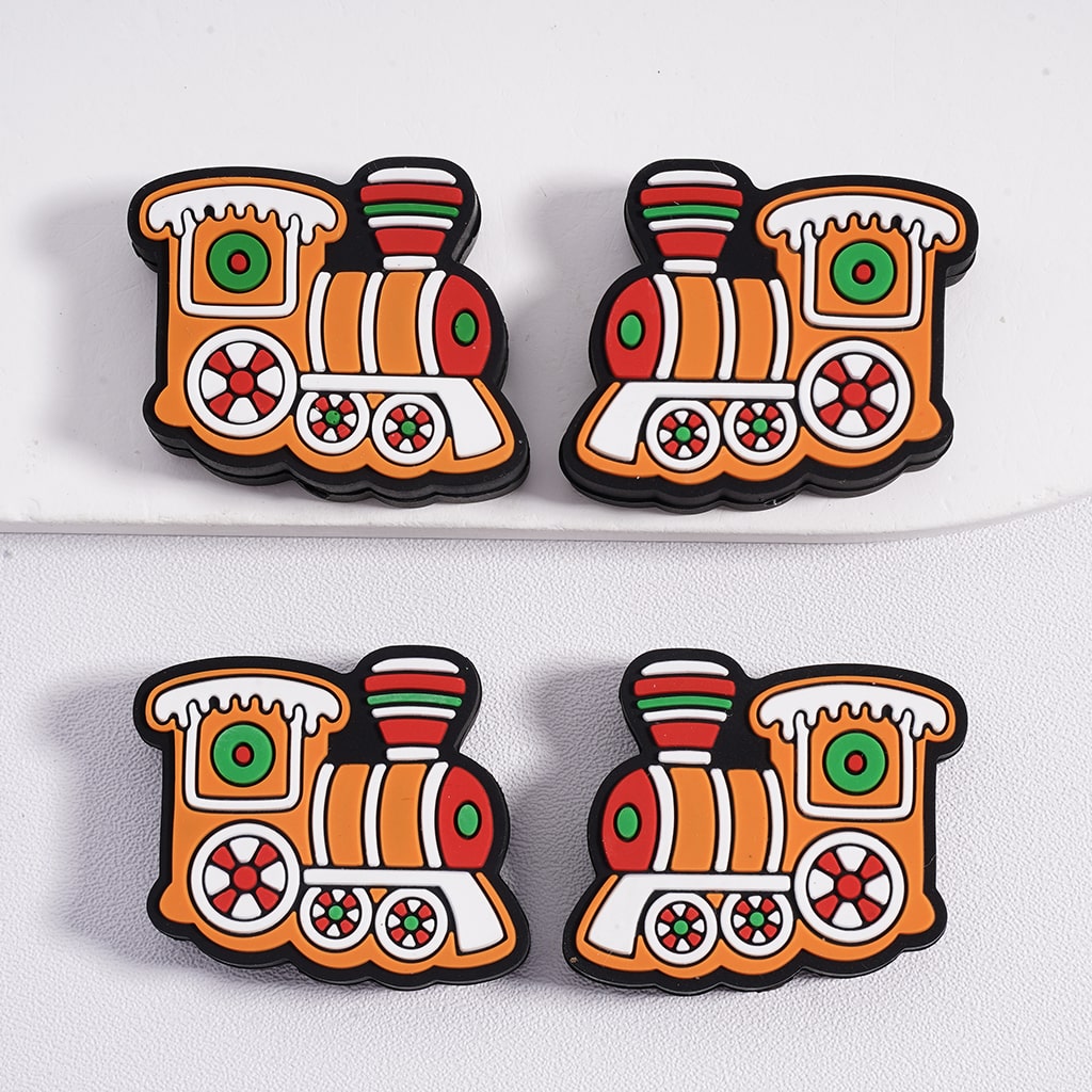 Festive Holiday Express Christmas Train Theme Silicone Focal Beads