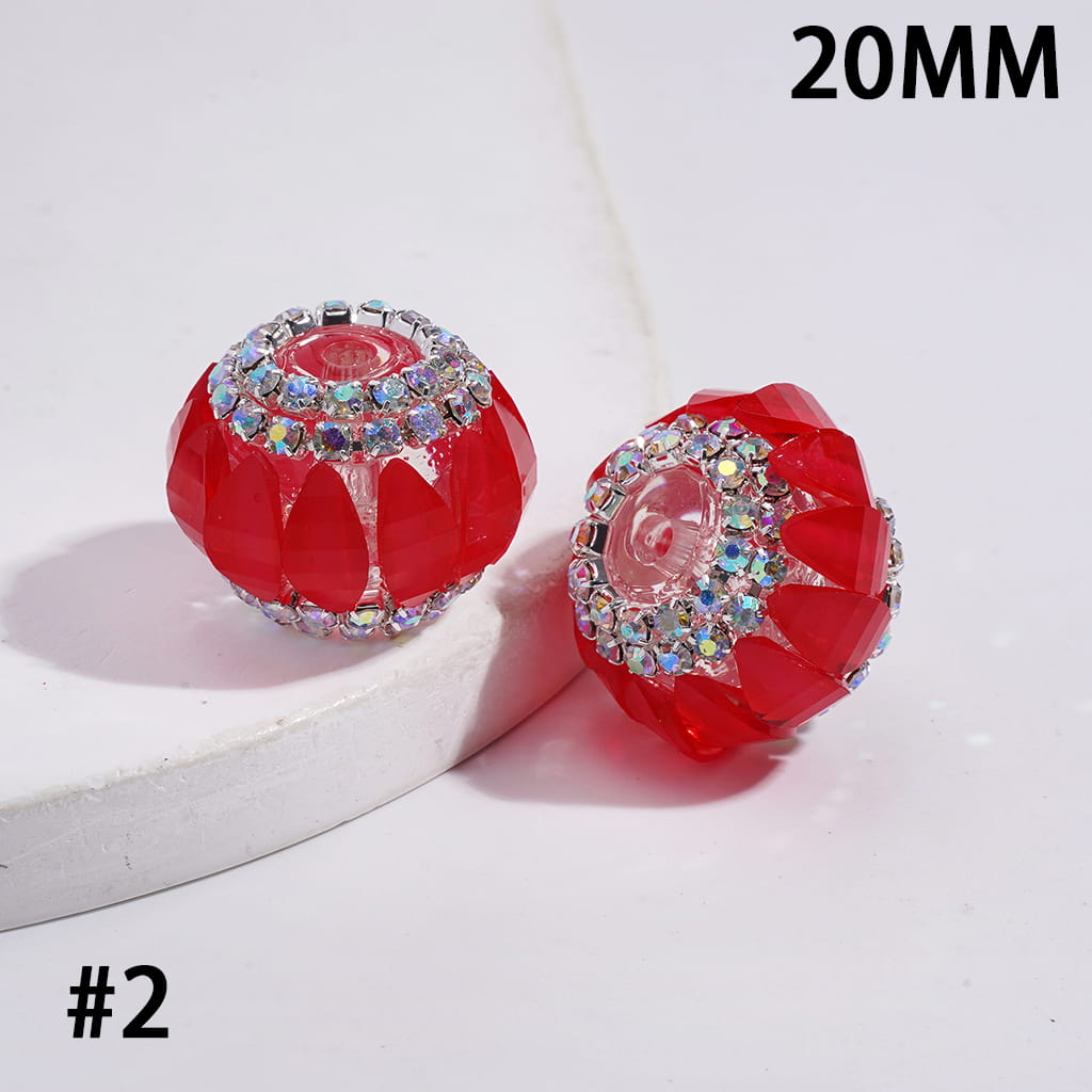 Halloween Pumpkin with AB Rhinestone Chains on Clear Background Fluorescence Color Acrylic Beads 20MM