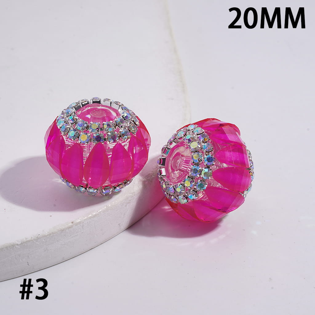 Halloween Pumpkin with AB Rhinestone Chains on Clear Background Fluorescence Color Acrylic Beads 20MM