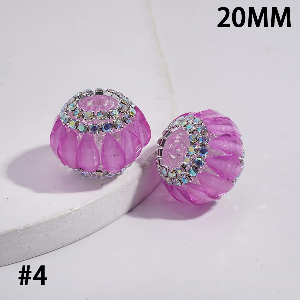 Halloween Pumpkin with AB Rhinestone Chains on Clear Background Fluorescence Color Acrylic Beads 20MM