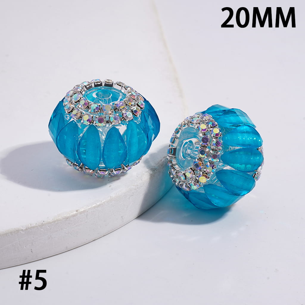 Halloween Pumpkin with AB Rhinestone Chains on Clear Background Fluorescence Color Acrylic Beads 20MM