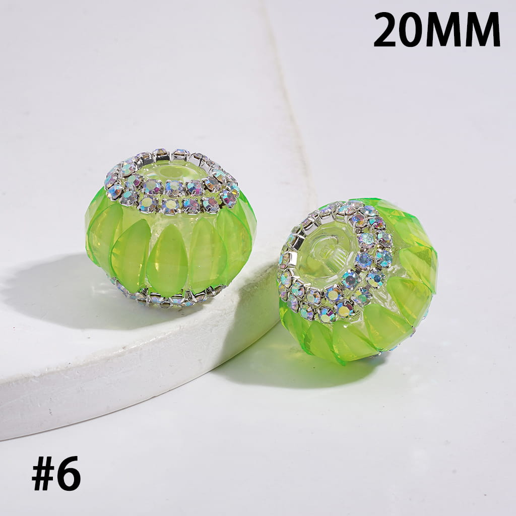 Halloween Pumpkin with AB Rhinestone Chains on Clear Background Fluorescence Color Acrylic Beads 20MM