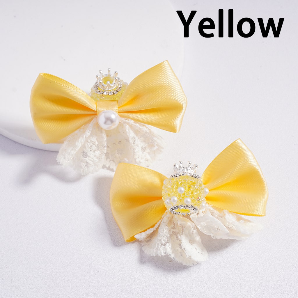 Silver Alloy Crown White Pearls with Rhinestones, Lace Bowknots Sugar Acrylic Beads
