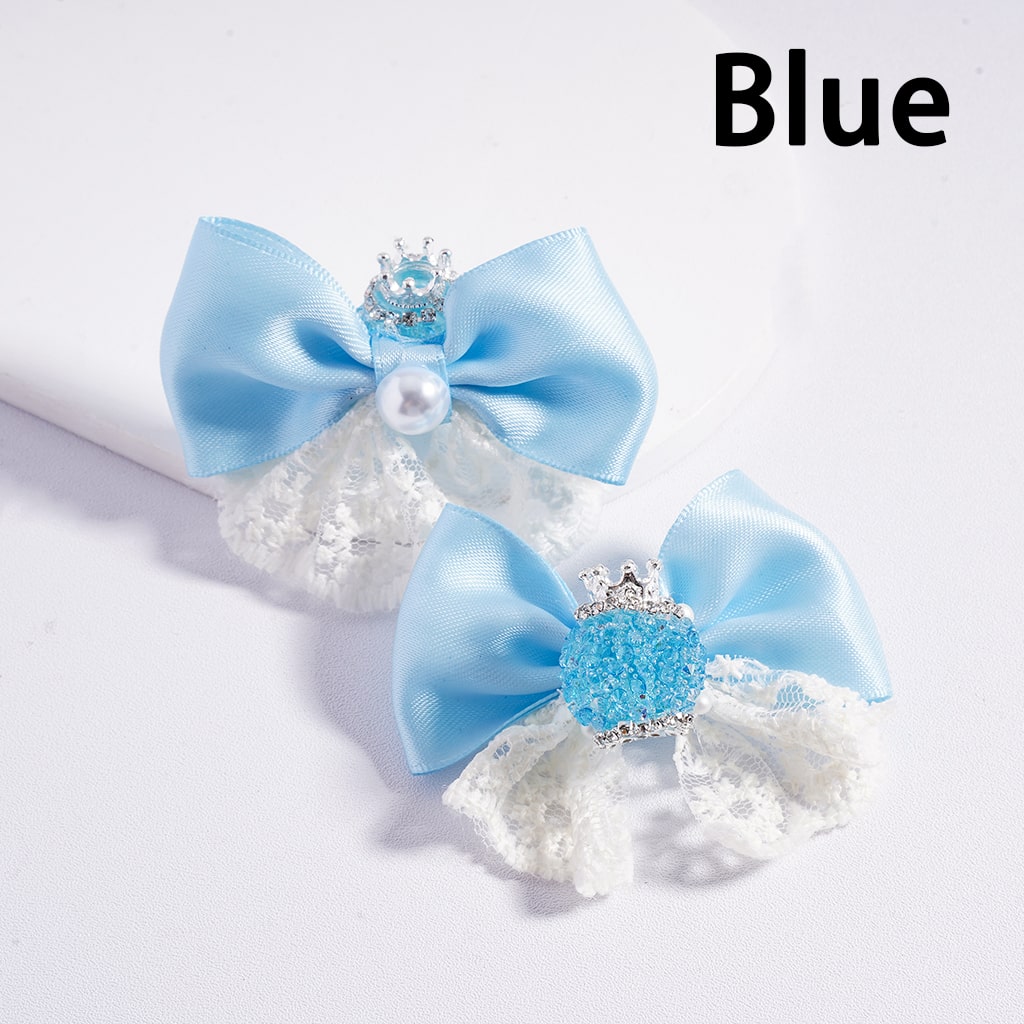 Silver Alloy Crown White Pearls with Rhinestones, Lace Bowknots Sugar Acrylic Beads