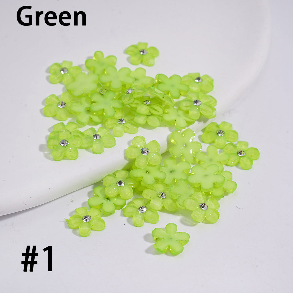 Fluorescence Color Five-Petaled Flower & Rhinestone Beadable Clay Pen Jewelry Accessories, (Please Read the Description)