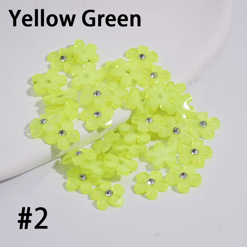 Fluorescence Color Five-Petaled Flower & Rhinestone Beadable Clay Pen Jewelry Accessories, (Please Read the Description)