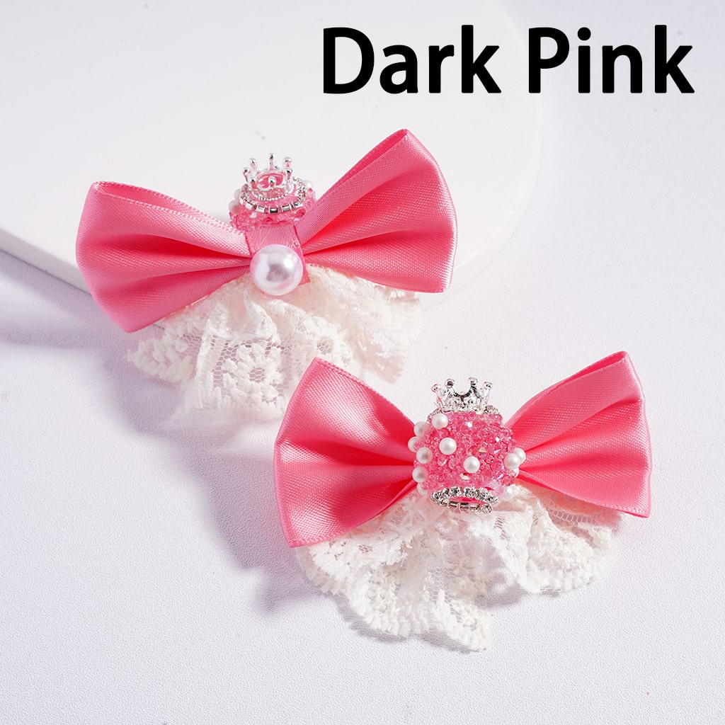 Silver Alloy Crown White Pearls with Rhinestones, Lace Bowknots Sugar Acrylic Beads