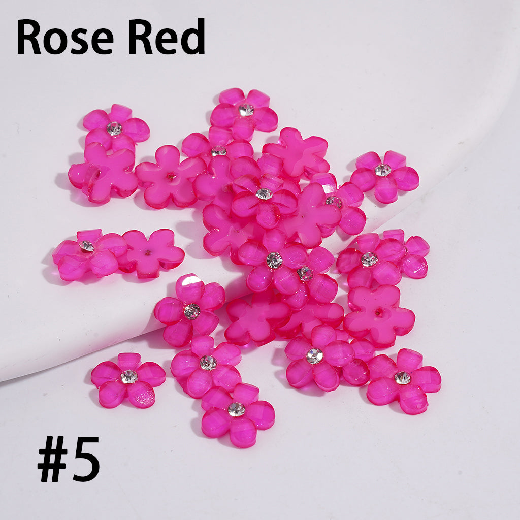 Fluorescence Color Five-Petaled Flower & Rhinestone Beadable Clay Pen Jewelry Accessories, (Please Read the Description)
