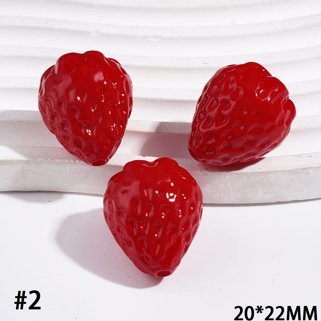 Adorable Sweet Strawberry Series Acrylic Beads, 20*22MM, Multicolor