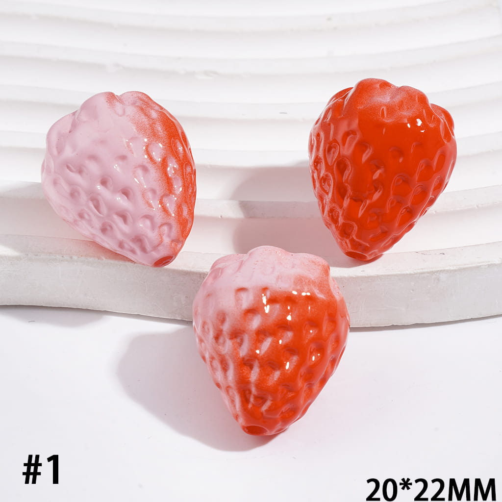 Adorable Sweet Strawberry Series Acrylic Beads, 20*22MM, Multicolor