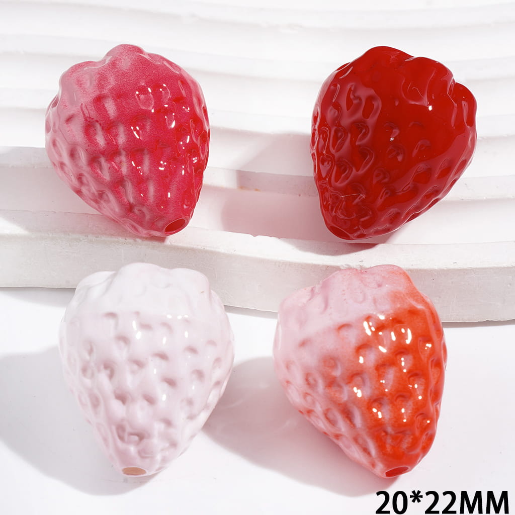 Adorable Sweet Strawberry Series Acrylic Beads, 20*22MM, Multicolor