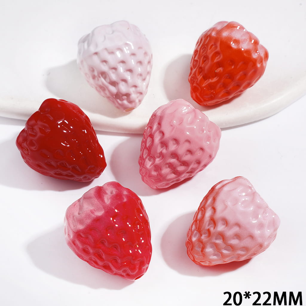 Adorable Sweet Strawberry Series Acrylic Beads, 20*22MM, Multicolor