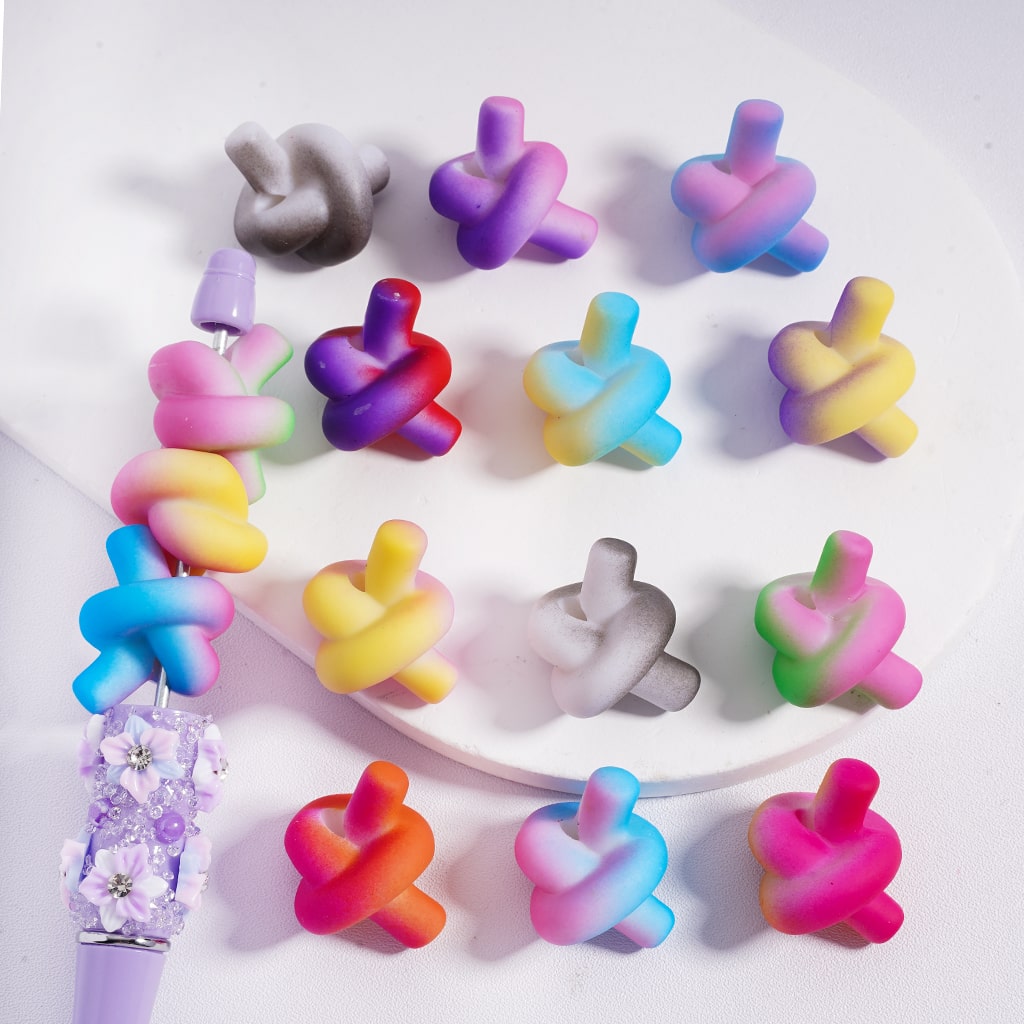 Luminous Cute Double Color Knot Beads Acrylic Beads Random Mix