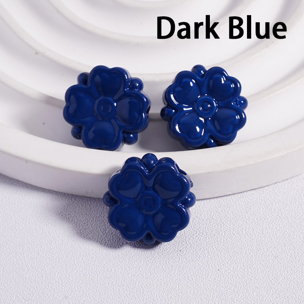 Cute Four Leaf Lucky Clover with Mini Heart Prints Solid Color, Acrylic Beads 15*15MM, (Single Color is available for 300pcs(Whole Bag) Only)