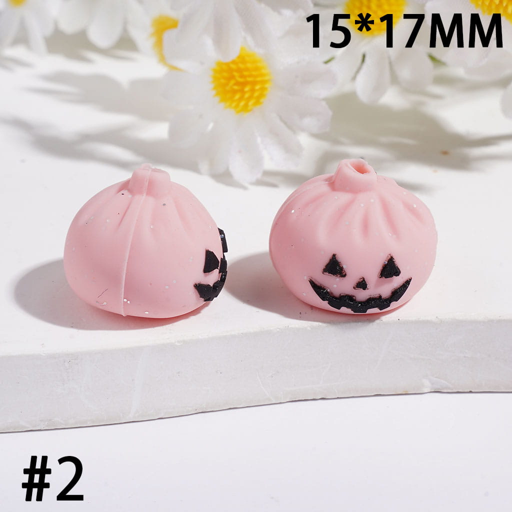 3D Evil Dumpling with Silver Glitter Silicone Focal Beads, 15*17MM, Halloween Theme, Multi-Color