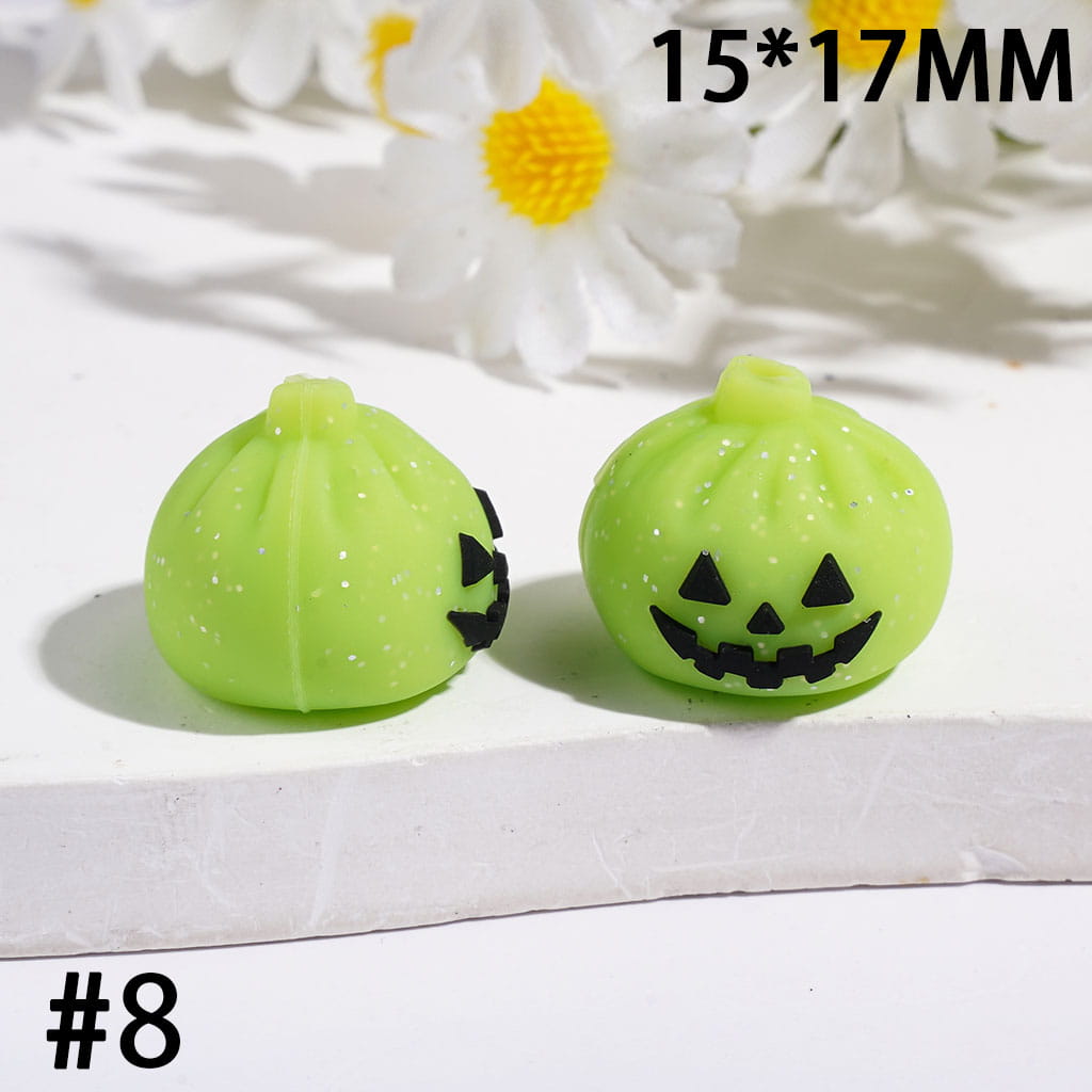 3D Evil Dumpling with Silver Glitter Silicone Focal Beads, 15*17MM, Halloween Theme, Multi-Color
