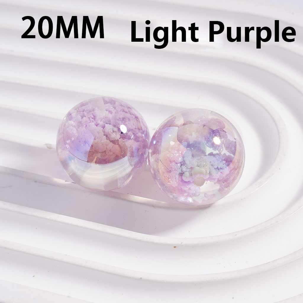 UV Coating Luminous Cute Clouds Inside Multi-Color Round Acrylic Beads, 20MM (Single Color is available for 100pcs(Whole Bag) Only)
