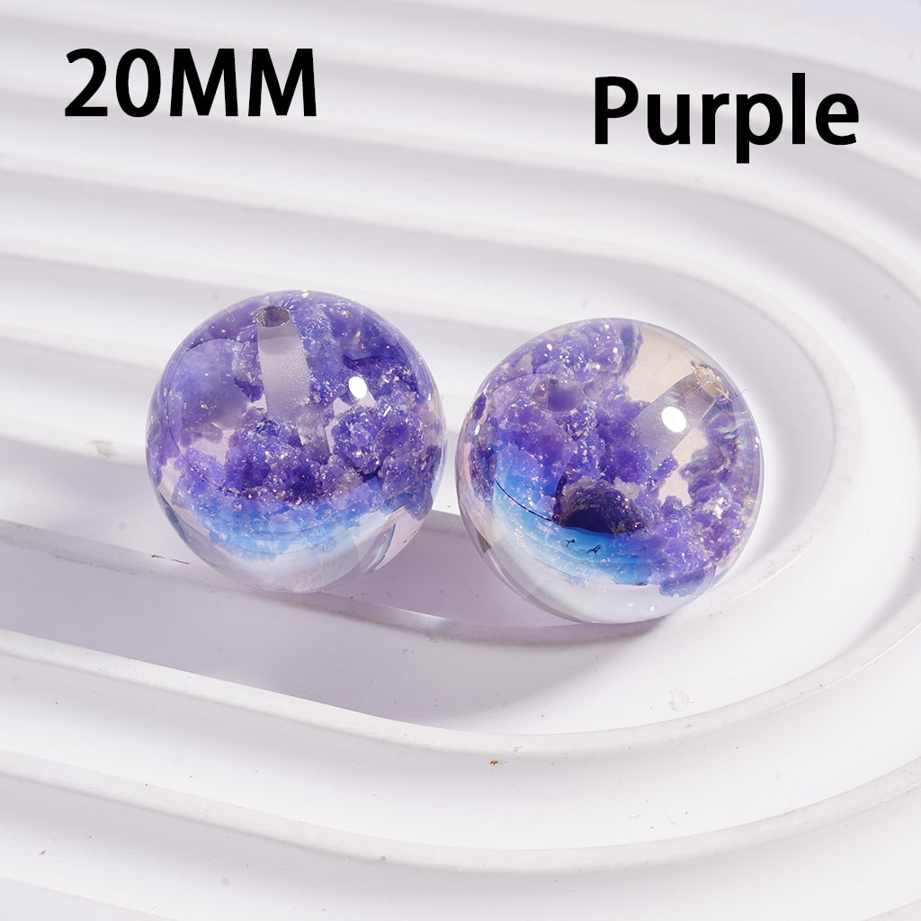 UV Coating Luminous Cute Clouds Inside Multi-Color Round Acrylic Beads, 20MM (Single Color is available for 100pcs(Whole Bag) Only)