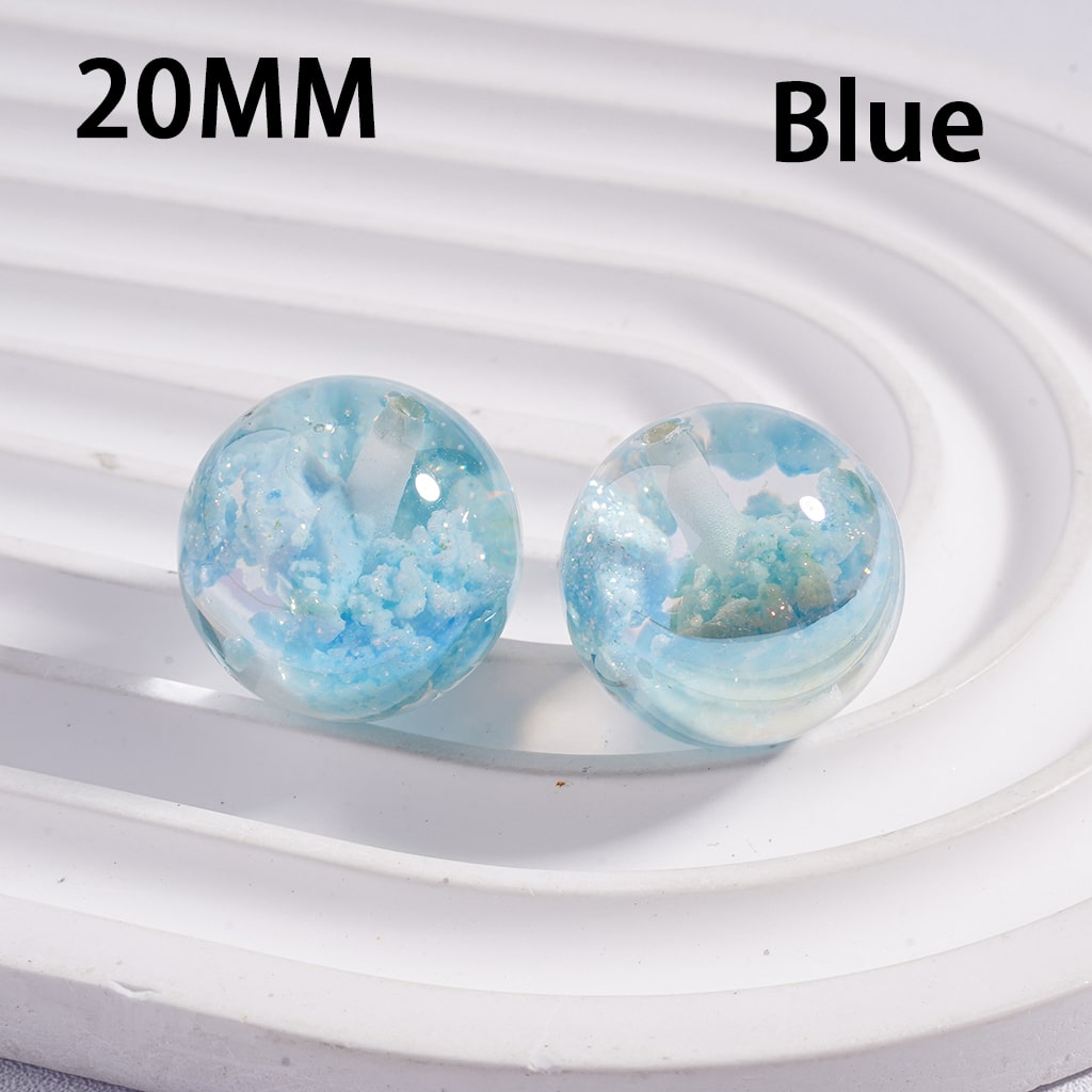 UV Coating Luminous Cute Clouds Inside Multi-Color Round Acrylic Beads, 20MM (Single Color is available for 100pcs(Whole Bag) Only)
