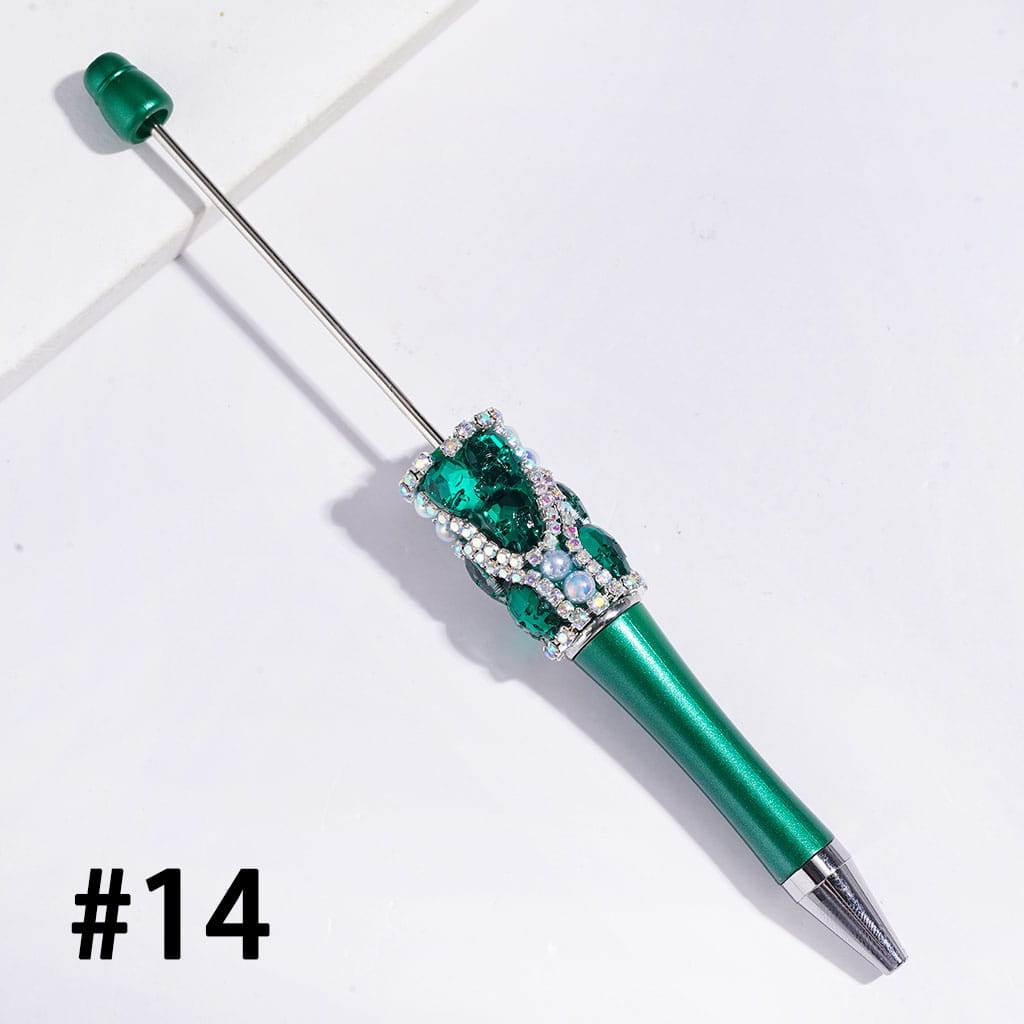 Handmade Beadable Pens with Skull Head Rhinestones and UV Coating Half-Faced Pearls, AB Rhinestone Chains, Assorted Colors, Random Mix