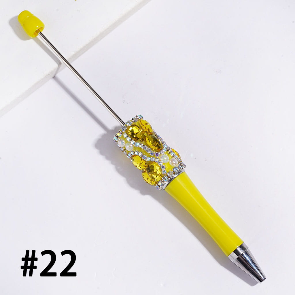 Handmade Beadable Pens with Skull Head Rhinestones and UV Coating Half-Faced Pearls, AB Rhinestone Chains, Assorted Colors, Random Mix