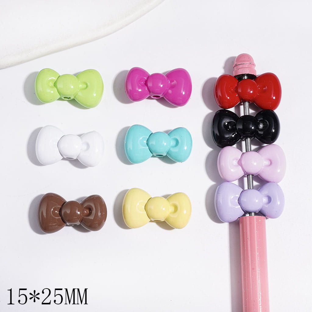 Chunky Glossy Stoving Varnish Iconic Bowtie-Shaped Acrylic Beads in Solid Colors, 15–25MM, Random Mix