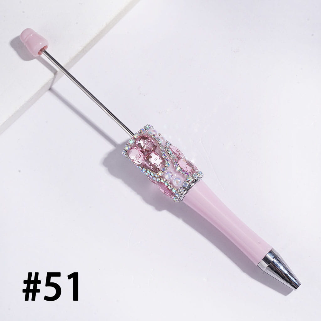 Handmade Beadable Pens with Skull Head Rhinestones and UV Coating Half-Faced Pearls, AB Rhinestone Chains, Assorted Colors, Random Mix
