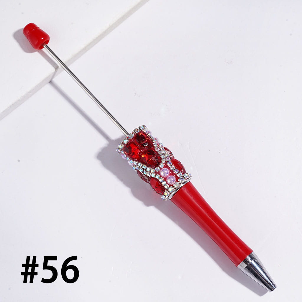 Handmade Beadable Pens with Skull Head Rhinestones and UV Coating Half-Faced Pearls, AB Rhinestone Chains, Assorted Colors, Random Mix