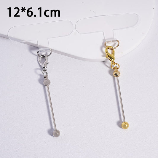 Diy Beadable Mini Lobster Clasp Accessory Clear Plate Keychain Bar For Mobile Phone Case