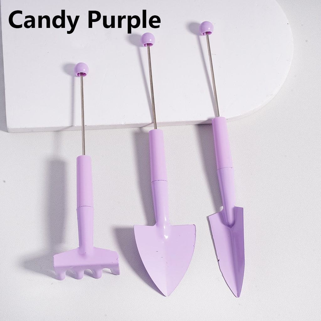 DIY Beadable Garden Tool Trio Solid Colour Mini Metal Set  (1set includes 3pcs)