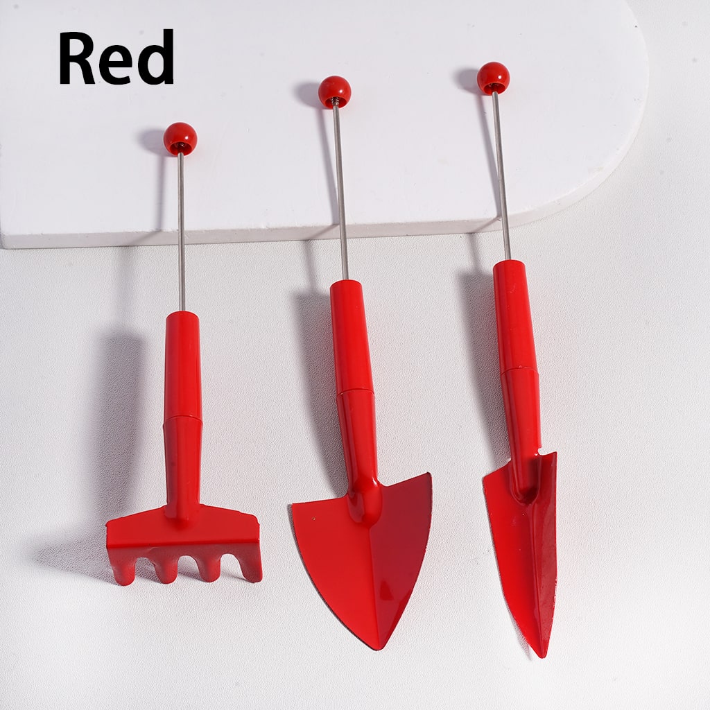 DIY Beadable Garden Tool Trio Solid Colour Mini Metal Set  (1set includes 3pcs)