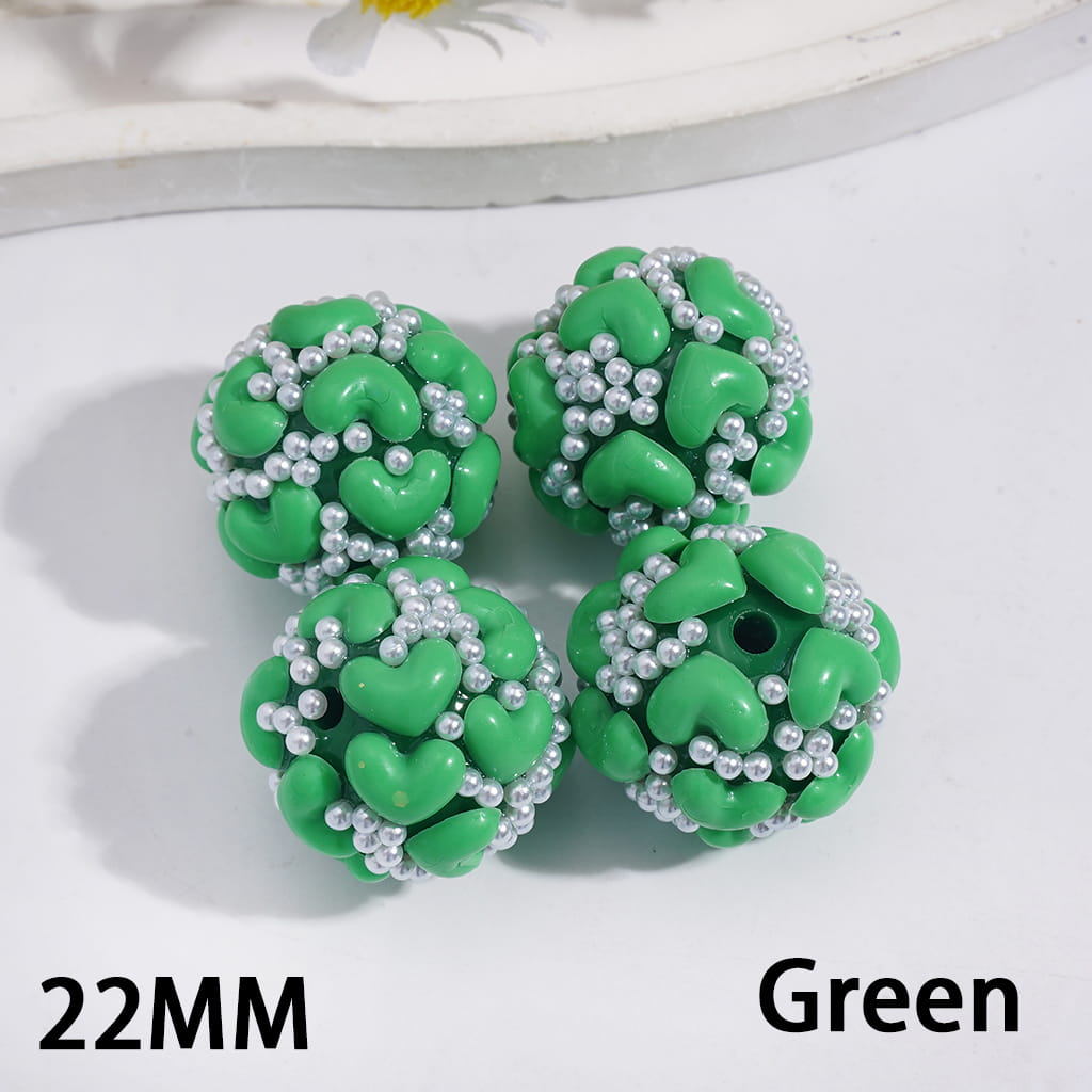 Heart Shapes with Elegant White Pearls Round Acrylic Beads 22MM Random Mix