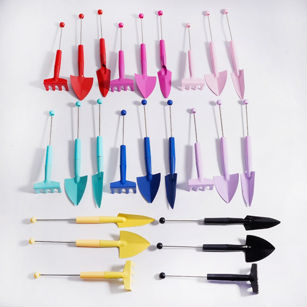 DIY Beadable Garden Tool Trio Solid Colour Mini Metal Set  (1set includes 3pcs)