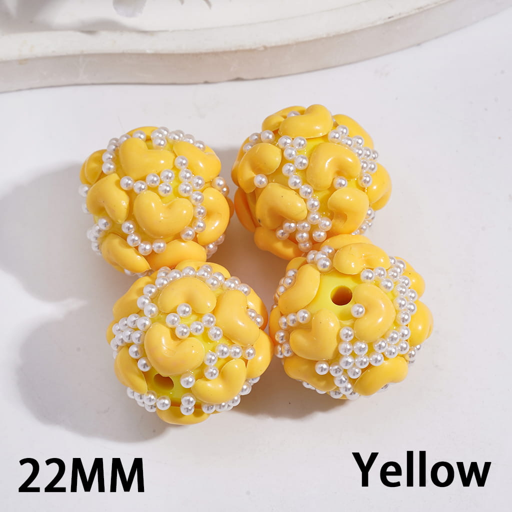 Heart Shapes with Elegant White Pearls Round Acrylic Beads 22MM Random Mix