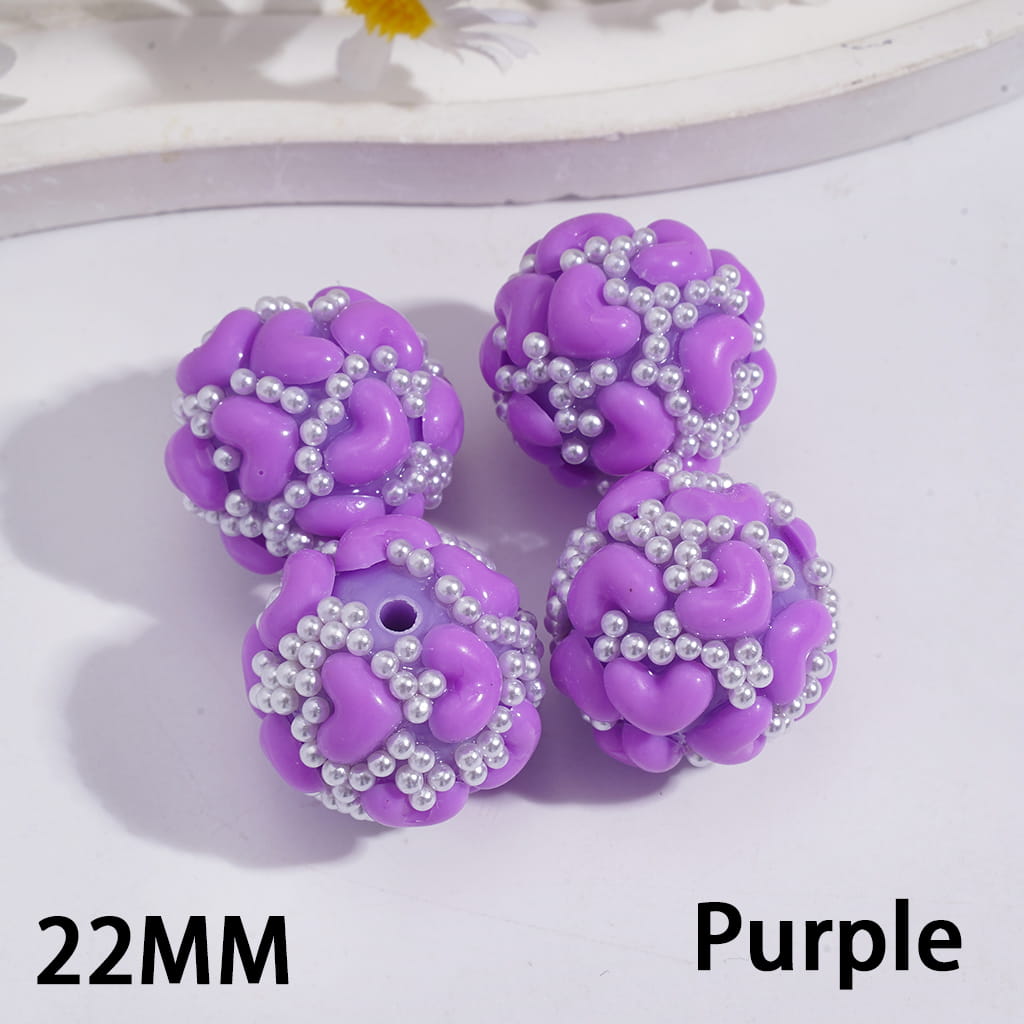 Heart Shapes with Elegant White Pearls Round Acrylic Beads 22MM Random Mix