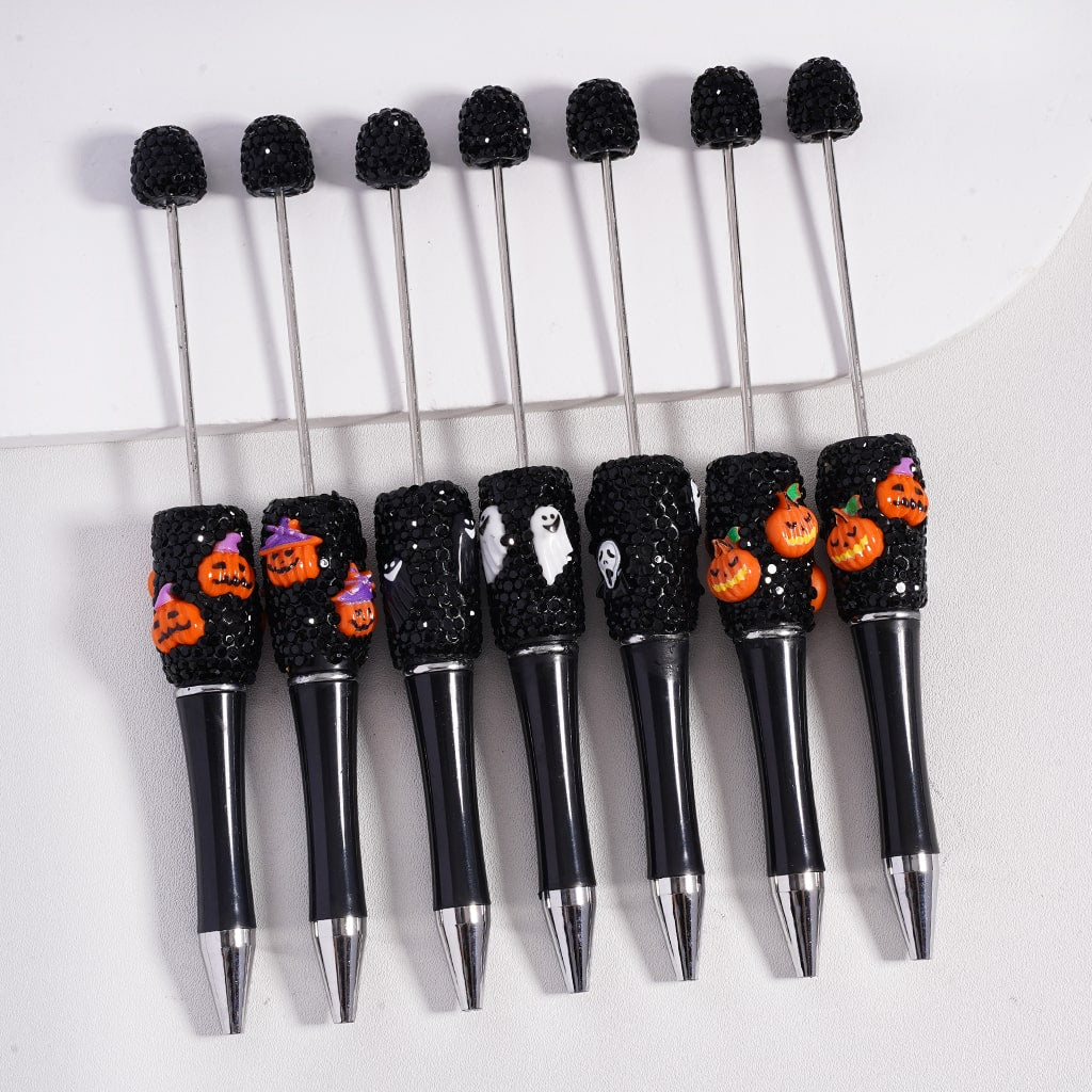 Halloween Ghost Face Pumpkin Wizard Hat Rhinestone Beadable Pen