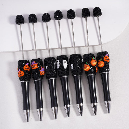 Halloween Ghost Face Pumpkin Wizard Hat Rhinestone Beadable Pen
