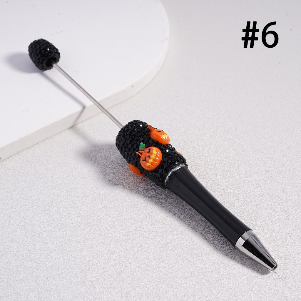 Halloween Ghost Face Pumpkin Wizard Hat Rhinestone Beadable Pen