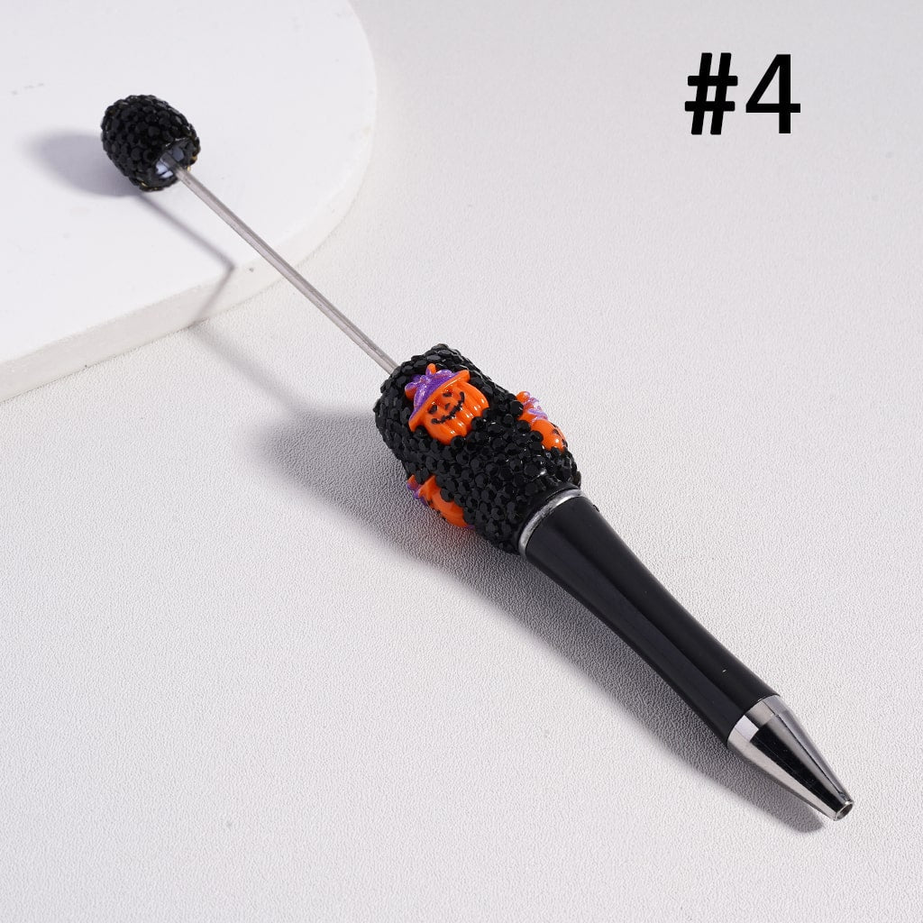 Halloween Ghost Face Pumpkin Wizard Hat Rhinestone Beadable Pen