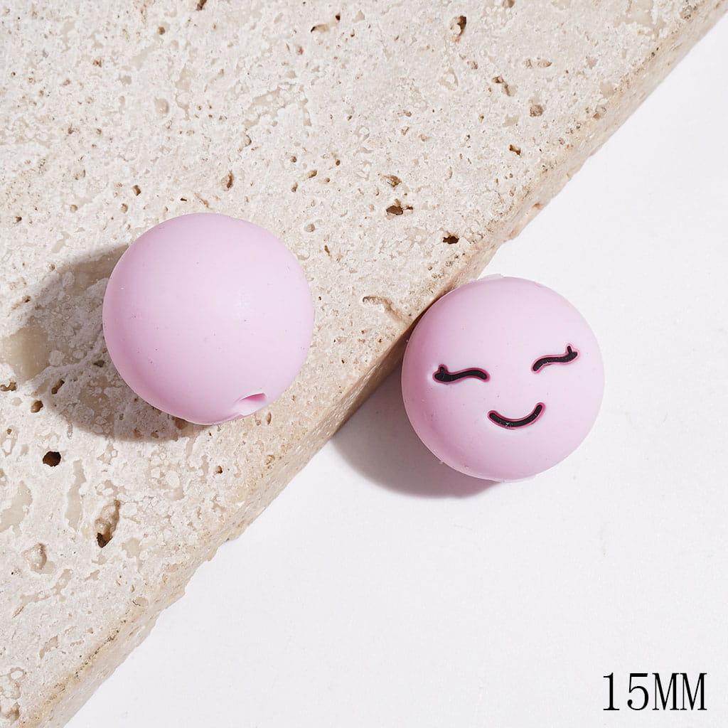 Multicolor Smiley Silicone Focal Beads for DIY Jewelry Making, 15mm