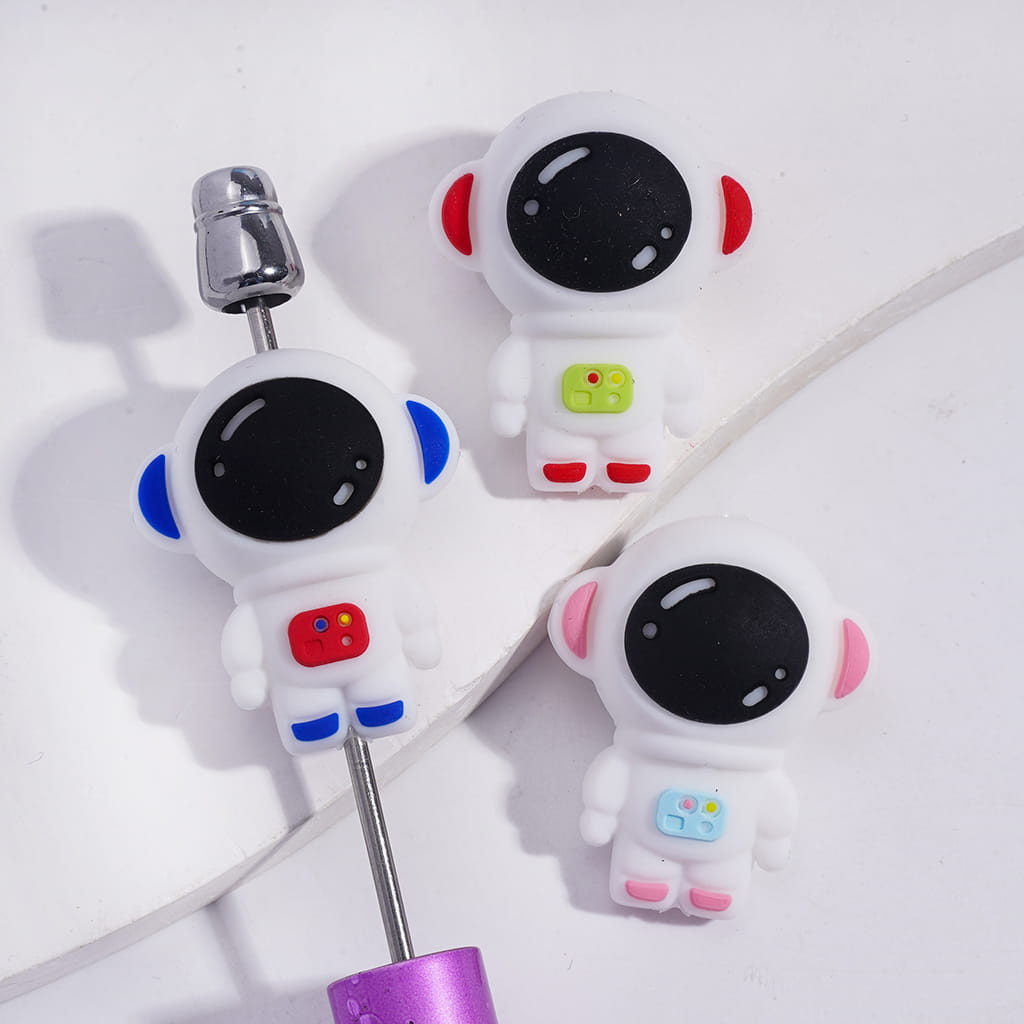 3D Cute Character Design Space Theme Astronaut Silicone Focal Beads Random Mix