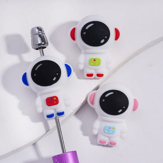 3D Cute Character Design Space Theme Astronaut Silicone Focal Beads Random Mix