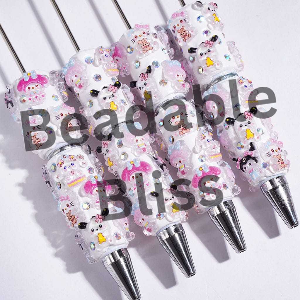 Beadable Clay Pens with Adorable Character Series and AB Rhinestones