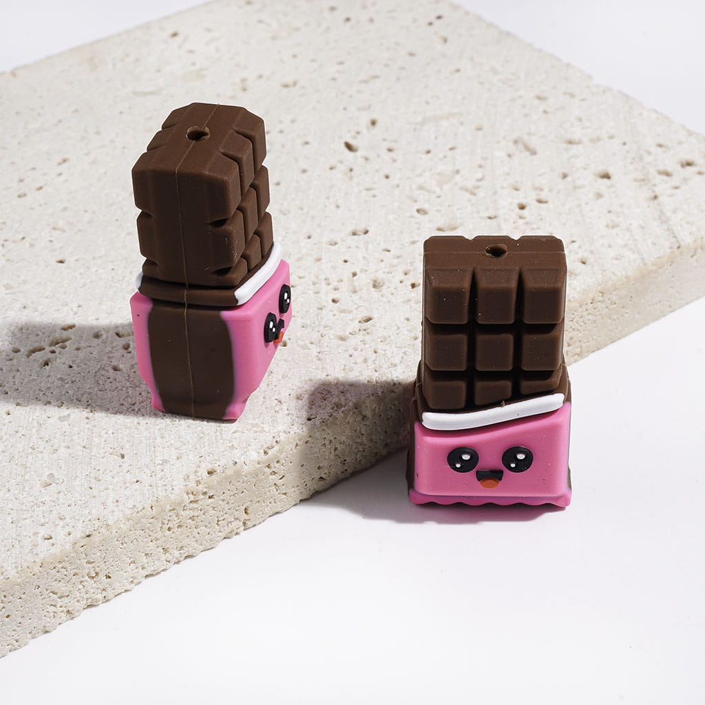 3D Cute Dessert Food Silicone Focal Beads, Croissant, Chocolate & Candy