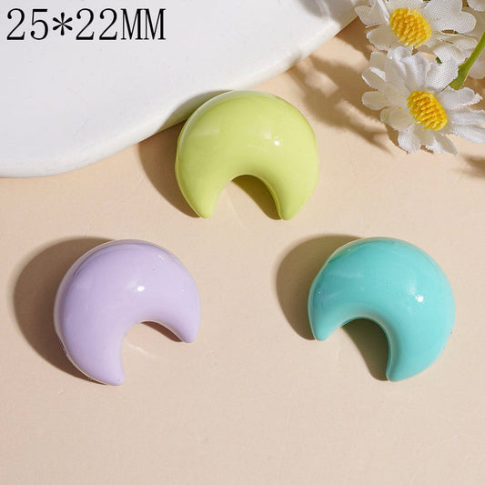 Glossy Crescent Moon Shape Acrylic Beads 25*22MM, Multi Color Random Mix