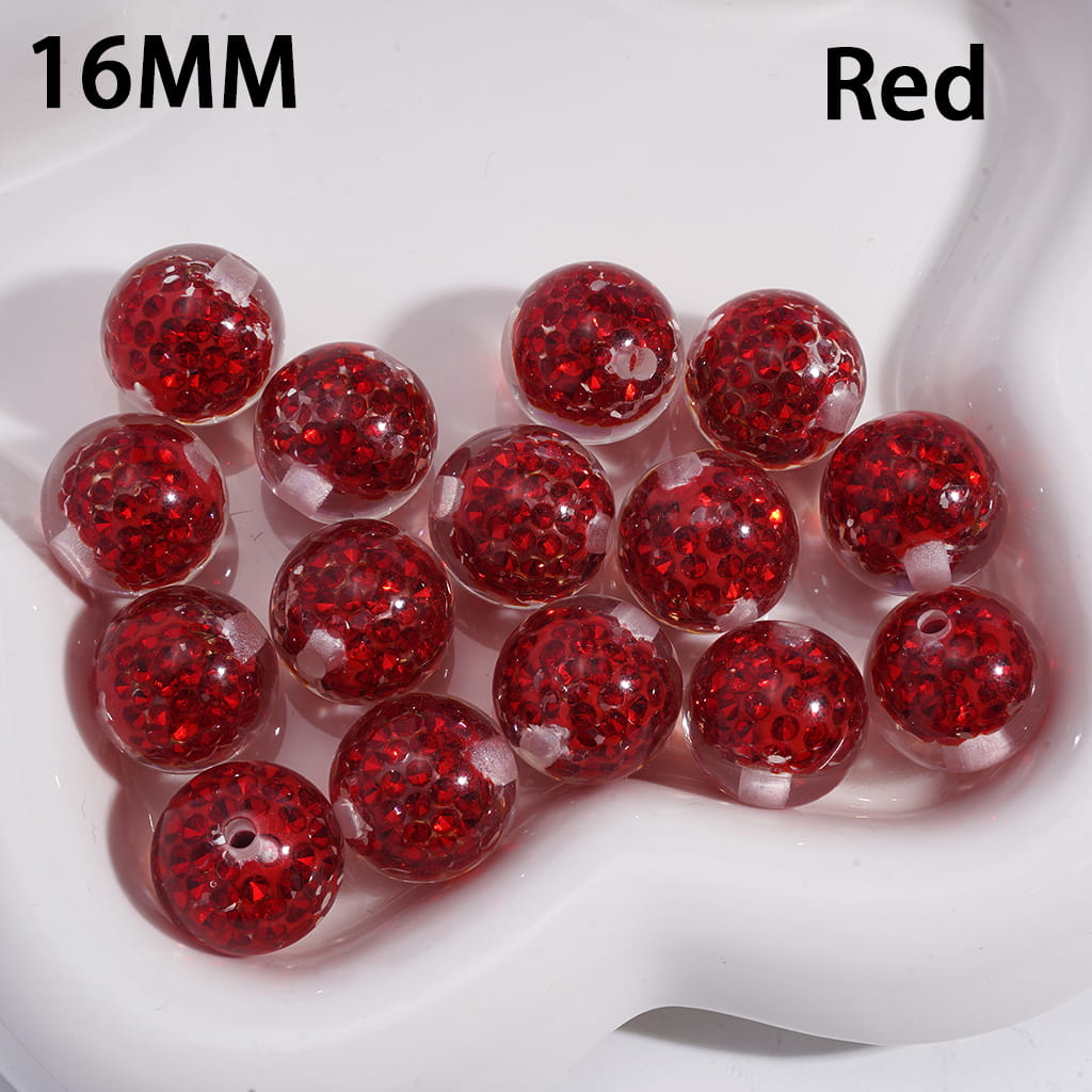 Mini Clay Beads in Clear Rhinestones Embedded Inside Beads Acrylic Beads for Bracelets 16MM