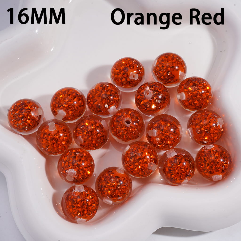 Mini Clay Beads in Clear Rhinestones Embedded Inside Beads Acrylic Beads for Bracelets 16MM