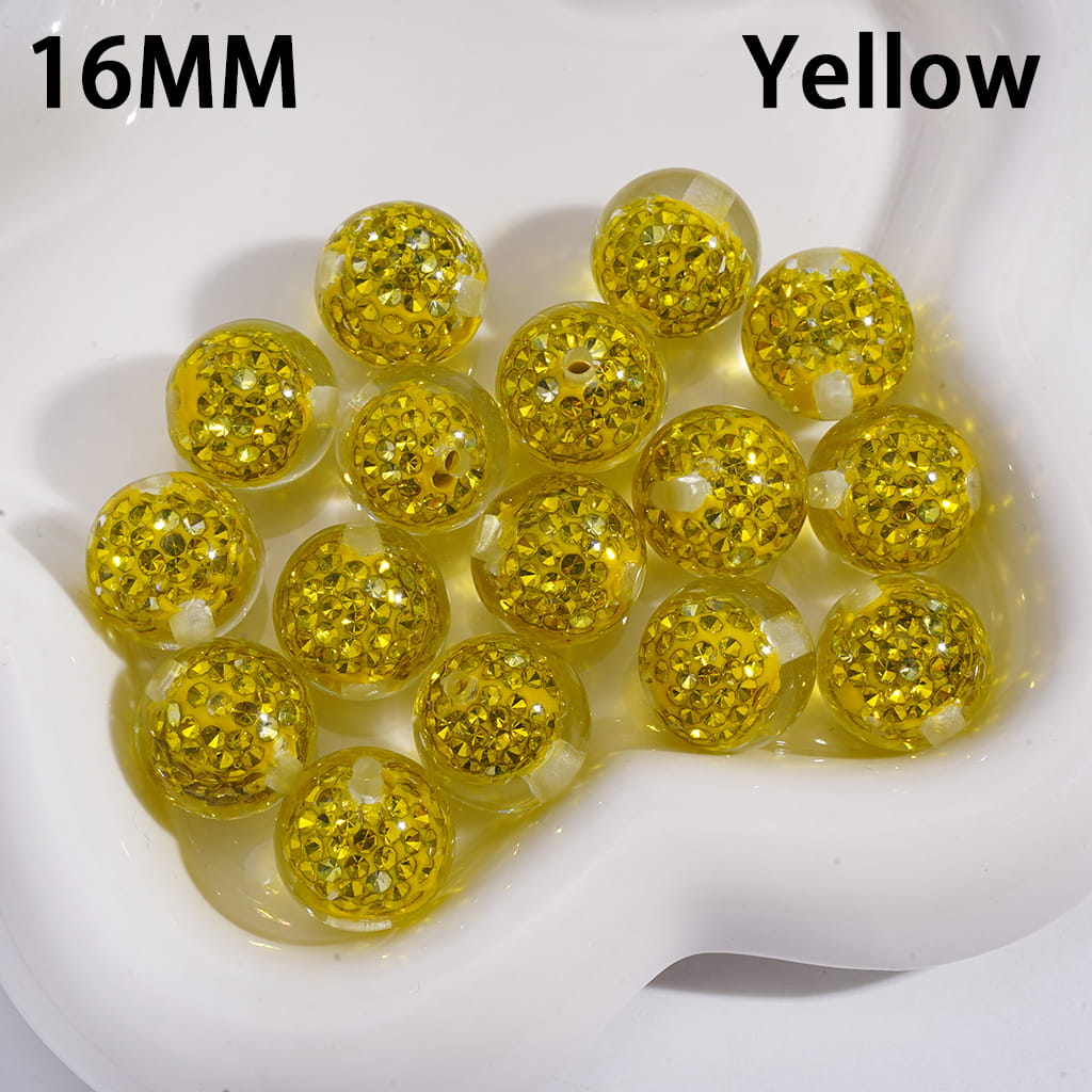 Mini Clay Beads in Clear Rhinestones Embedded Inside Beads Acrylic Beads for Bracelets 16MM